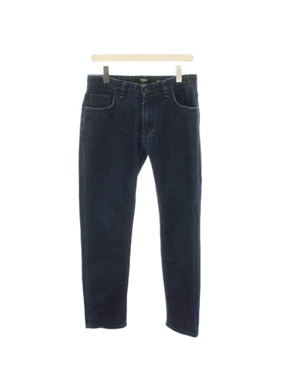 Fendi Denim Pants Jeans Zip Fly Caiman Leather 32 34 Navy YT